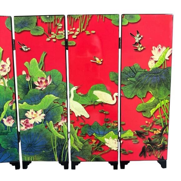 Asian Tabletop Screen, Water Lotus, He Tang Qing Qu / Fun in the Lotus Pond - Picture 3 of 10